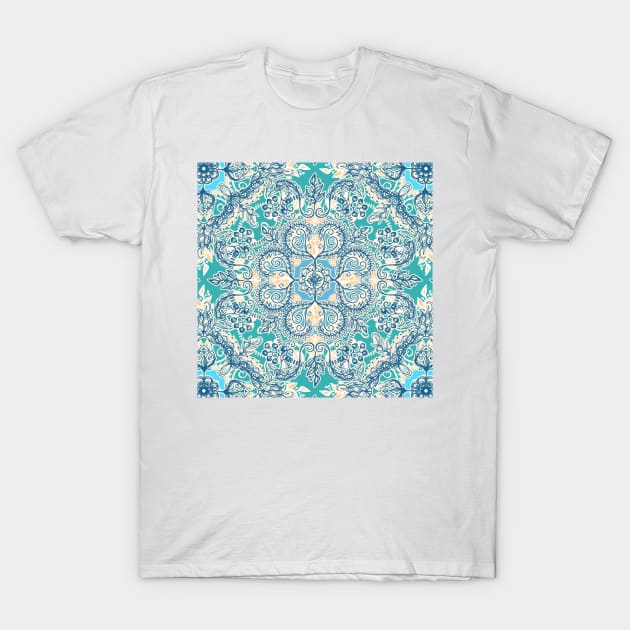 Gypsy Floral in Teal & Blue T-Shirt by micklyn